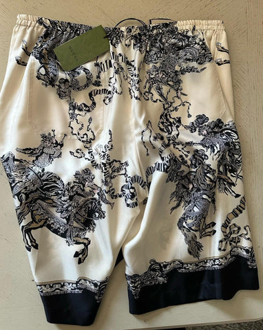 NWT $1350 Gucci Men Drawstring Short Pants Ivory/Black/Mul. Size 38 US/54 Eu