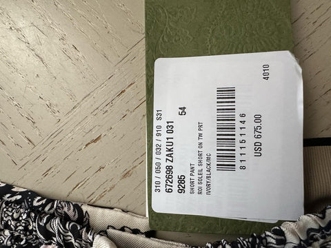 NWT $1350 Gucci Men Drawstring Short Pants Ivory/Black/Mul. Size 38 US/54 Eu