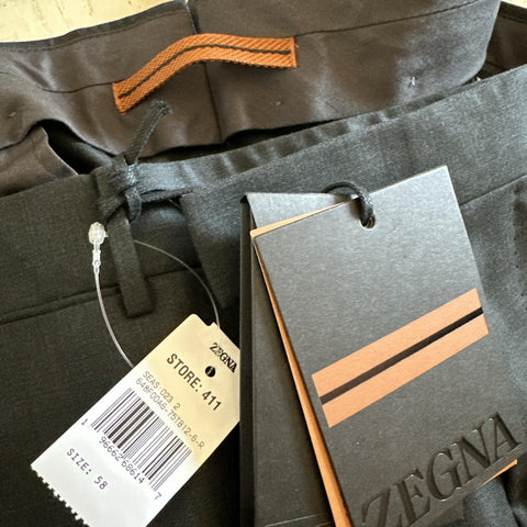 ZEGNA Regular Fit Dress Pants 15 MIL MIL Wool DK Gray 40 US ( 58 Eu ) New $980