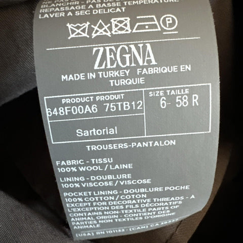 ZEGNA Regular Fit Dress Pants 15 MIL MIL Wool DK Gray 40 US ( 58 Eu ) New $980