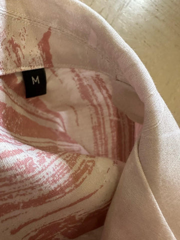 ZEGNA Men Linen Blend Short Sleeve Shirt White/Pink Size M New $890 Italy