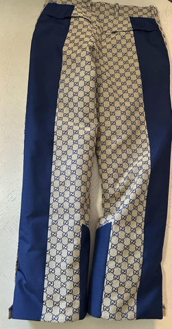 New $3300 Gucci Men Canvas GG Print SKI Pants Beige/Navy Size 34 US/50 Eu