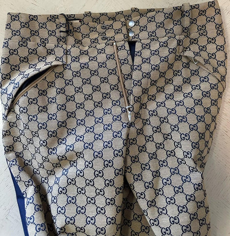 New $3300 Gucci Men Canvas GG Print SKI Pants Beige/Navy Size 34 US/50 Eu