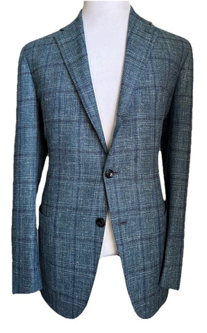New $7995 Kiton Men Jacket Blazer Blue Plaid 44R US/54R Eu