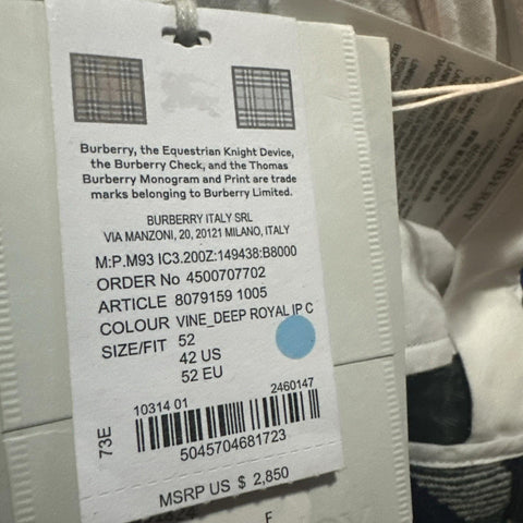 NWT $2850 Burberry Men’s Check Wool Pants Green/Blue/Red 36 US ( 52 Eu ) Italy