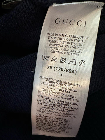 Gucci Men Wool Crewneck Sweater Navy Size XS New $980 Italy