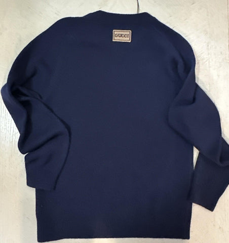 Gucci Men Wool Crewneck Sweater Navy Size XS New $980 Italy