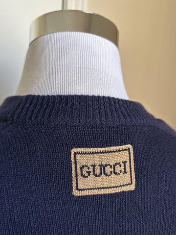 Gucci Men Wool Crewneck Sweater Navy Size XS New $980 Italy