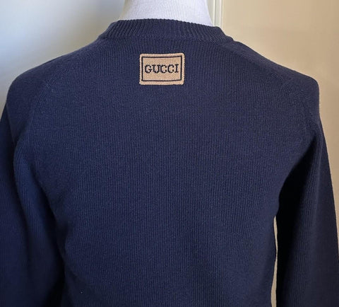 Gucci Men Wool Crewneck Sweater Navy Size XS New $980 Italy