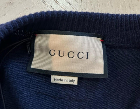 Gucci Men Wool Crewneck Sweater Navy Size XS New $980 Italy