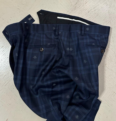 NWT $3900 Gucci Men Bee Check blue plaid pattern Suit Navy 40R US/50R Eu