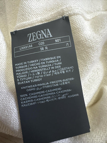 NWT ZEGNA Long Sleeve Cashmere Turtleneck Sweater White 58 Eu/XXXL