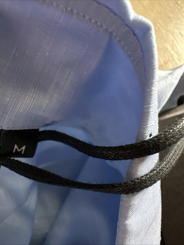 New $950 ZEGNA Men Linen Blend Button Down Shirt Blue Size M Italy