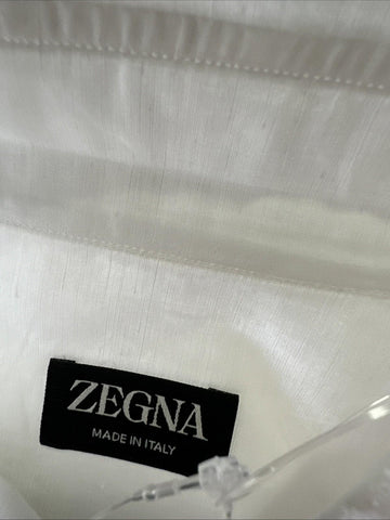 New $950 ZEGNA Men Linen Blend Button Down Shirt White Size XXL Italy