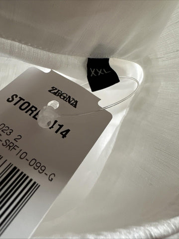 New $950 ZEGNA Men Linen Blend Button Down Shirt White Size XXL Italy