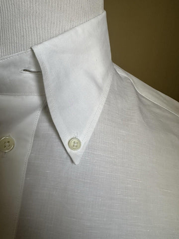 New $950 ZEGNA Men Linen Blend Button Down Shirt White Size XXL Italy