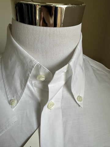 New $950 ZEGNA Men Linen Blend Button Down Shirt White Size XXL Italy