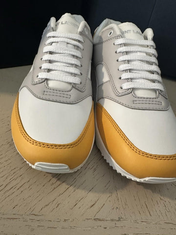 NIB Saint Laurent Leather sneakers White/Gray/Yellow 9 US/42 Eu 757319
