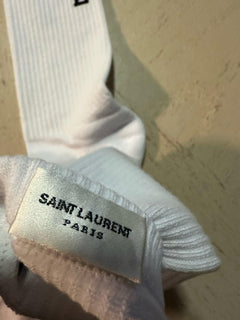 Saint Lauren YSL jacquard socks in cotton White Size L /( 44/45 ) Italy 667500