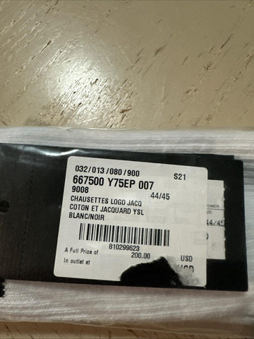 Saint Lauren YSL jacquard socks in cotton White Size L /( 44/45 ) Italy 667500