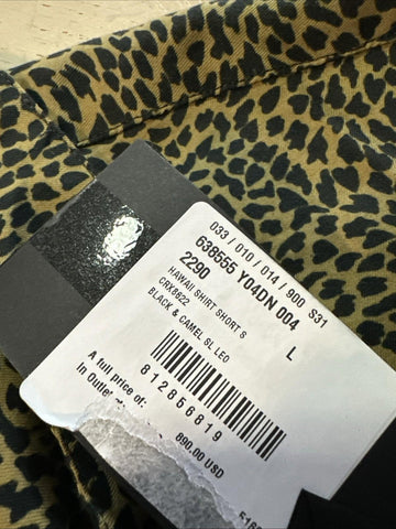 NWT $890 Saint Laurent Men Hawaii SL Print black leopard pattern Shirt Size L