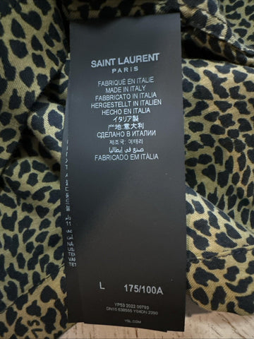 NWT $890 Saint Laurent Men Hawaii SL Print black leopard pattern Shirt Size L