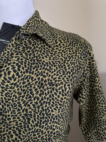 NWT $890 Saint Laurent Men Hawaii SL Print black leopard pattern Shirt Size L