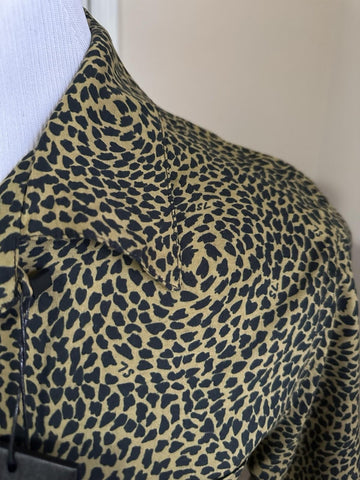 NWT $890 Saint Laurent Men Hawaii SL Print black leopard pattern Shirt Size L