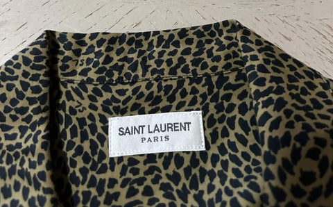 NWT $890 Saint Laurent Men Hawaii SL Print black leopard pattern Shirt Size L