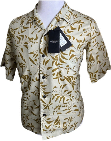 NWT $890 Saint Laurent Men Hawaii Shirt light beige/cream Size M