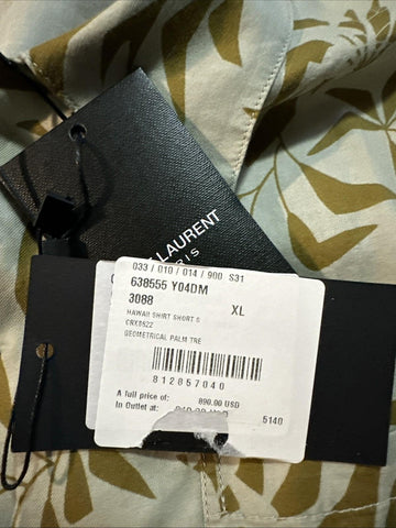 NWT $890 Saint Laurent Men Hawaii Shirt light beige/cream Size XL