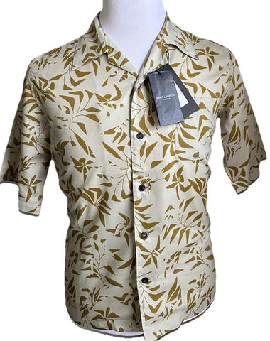 NWT $890 Saint Laurent Men Hawaii Shirt light beige/cream Size XL