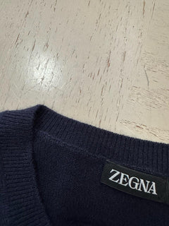 NWT ZEGNA Cashmere Long Sleeve Crewneck Sweater Navy 52 Eu/L