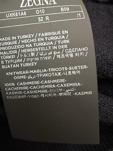 NWT ZEGNA Cashmere Long Sleeve Crewneck Sweater Navy 52 Eu/L