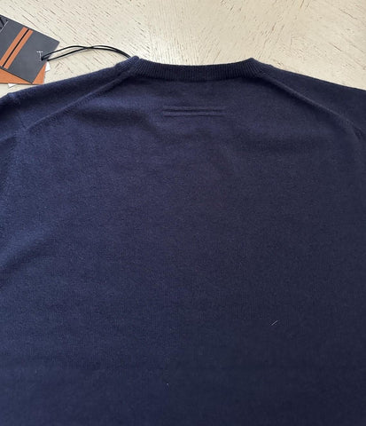 NWT ZEGNA Cashmere Long Sleeve Crewneck Sweater Navy 52 Eu/L