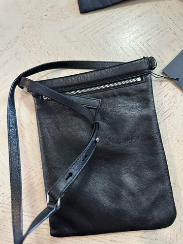 New Saint Laurent SID flat crossbody bag in antiqued lambskin Black 581697