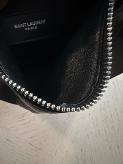 New Saint Laurent SID flat crossbody bag in antiqued lambskin Black 581697