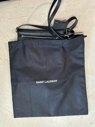 New Saint Laurent SID flat crossbody bag in antiqued lambskin Black 581697