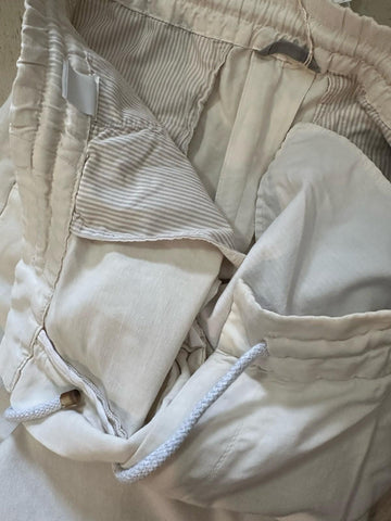NWT $795 Brunello Cucinelli Men Drawstring Short Pants Of White Size 54/38