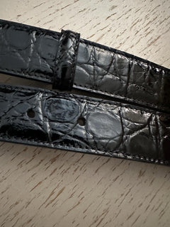 New $2250 Gucci Men Gucci Caiman Crocodile belt GG Buckle Black 80/32 715604