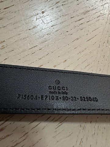 New $2250 Gucci Men Gucci Caiman Crocodile belt GG Buckle Black 80/32 715604