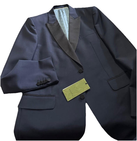NWT $4800 Gucci Men’s Tuxedo Suit Blue Size 46R US/56R Eu Italy