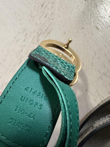 New $1450 Gucci Limited GG Python/Canvas Belt Green/Beige 110/44 414516