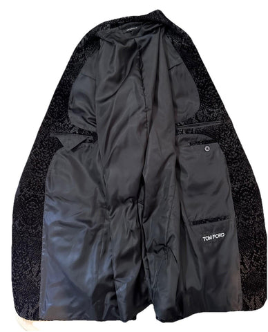 NWT $5650 TOM FORD Men Velvet Sport Coat Jacket Blazer Black 44 US/56 Eu Swit