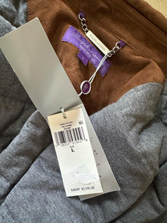 Ralph Lauren Purple Label Suede Down Shirt Jacket Brown Size L New $3295