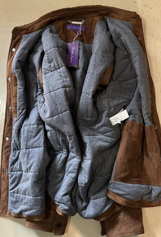 Ralph Lauren Purple Label Suede Down Shirt Jacket Brown New $3295