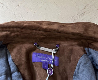 Ralph Lauren Purple Label Suede Down Shirt Jacket Brown Size L New $3295
