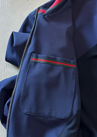 New $2580 Gucci Men Iconic Bomber Jacket Coat DK Blue 48 Eu/M 343935