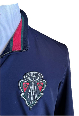 New $2580 Gucci Men Iconic Bomber Jacket Coat DK Blue 48 Eu/M 343935