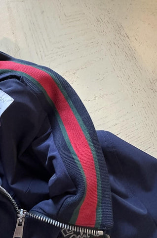 New $2580 Gucci Men Iconic Bomber Jacket Coat DK Blue 48 Eu/M 343935